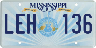 MS license plate LEH136