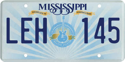 MS license plate LEH145