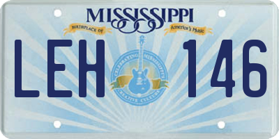 MS license plate LEH146