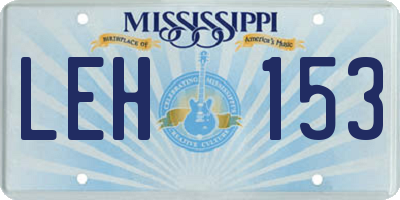 MS license plate LEH153