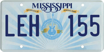 MS license plate LEH155