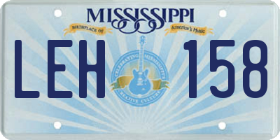 MS license plate LEH158