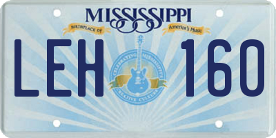 MS license plate LEH160