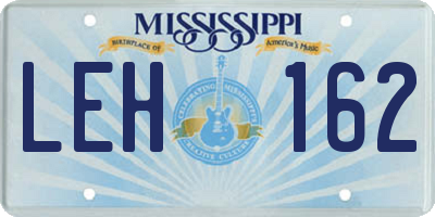 MS license plate LEH162