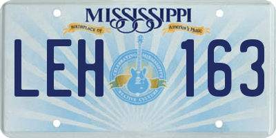 MS license plate LEH163