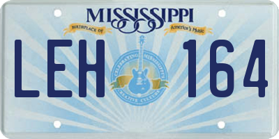 MS license plate LEH164