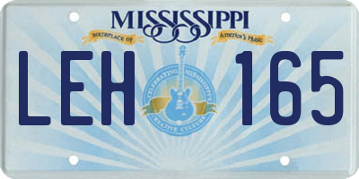 MS license plate LEH165