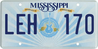 MS license plate LEH170