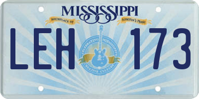 MS license plate LEH173
