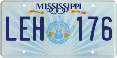 MS license plate LEH176