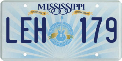 MS license plate LEH179
