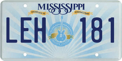 MS license plate LEH181
