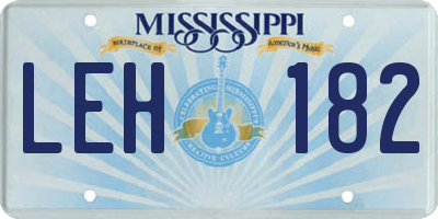 MS license plate LEH182