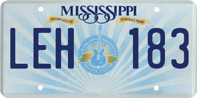 MS license plate LEH183
