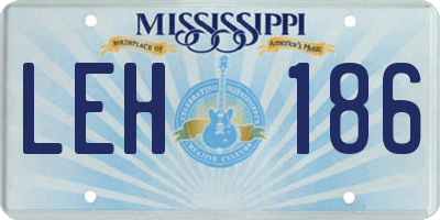 MS license plate LEH186