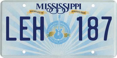 MS license plate LEH187