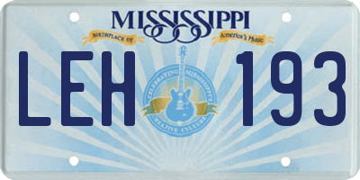 MS license plate LEH193