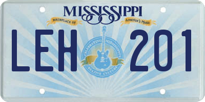 MS license plate LEH201