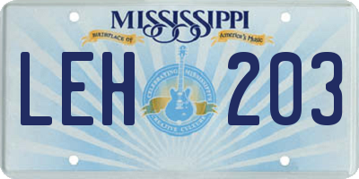 MS license plate LEH203