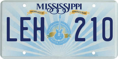 MS license plate LEH210
