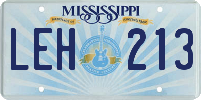 MS license plate LEH213