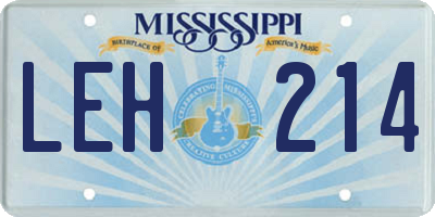 MS license plate LEH214