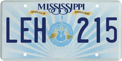 MS license plate LEH215