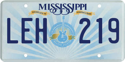 MS license plate LEH219