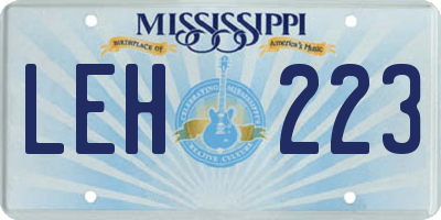 MS license plate LEH223