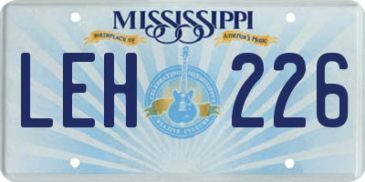 MS license plate LEH226