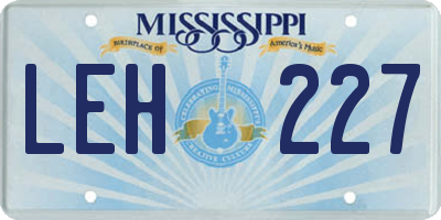 MS license plate LEH227