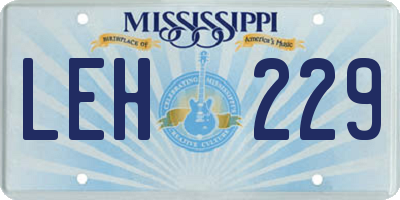 MS license plate LEH229