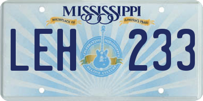 MS license plate LEH233