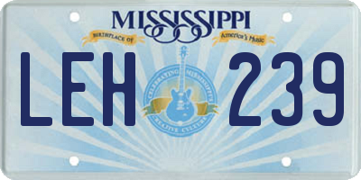 MS license plate LEH239