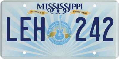MS license plate LEH242