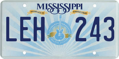 MS license plate LEH243