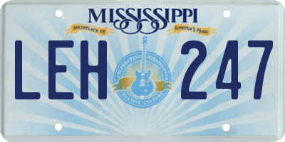 MS license plate LEH247