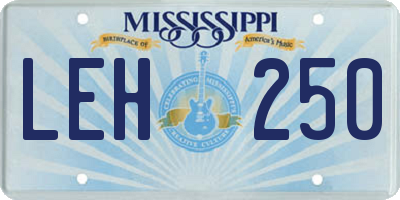 MS license plate LEH250