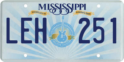 MS license plate LEH251