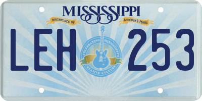 MS license plate LEH253