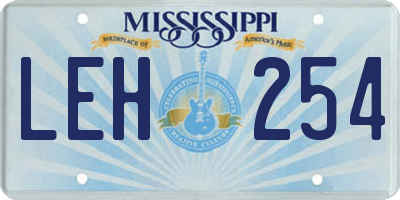 MS license plate LEH254