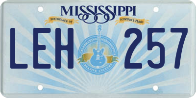 MS license plate LEH257
