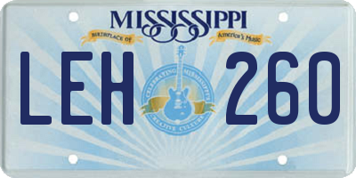 MS license plate LEH260