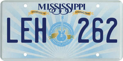 MS license plate LEH262