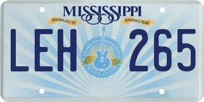 MS license plate LEH265