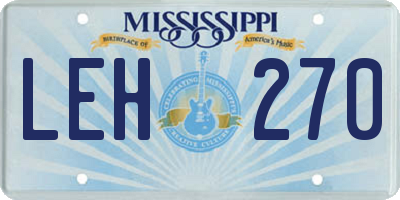 MS license plate LEH270