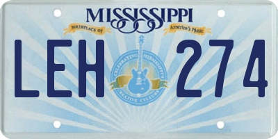MS license plate LEH274