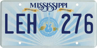 MS license plate LEH276