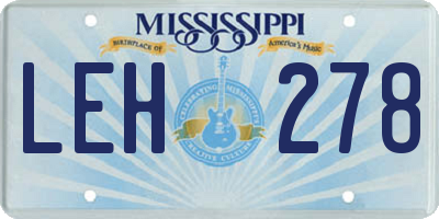 MS license plate LEH278