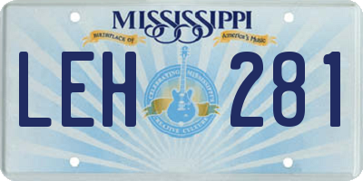MS license plate LEH281